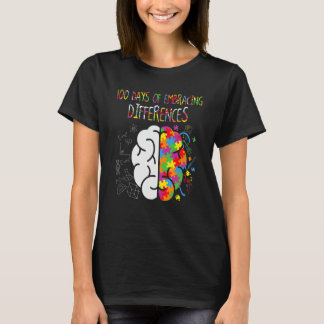 100th Day Of School 100 Days Of Brain Autism Aware T-shirt