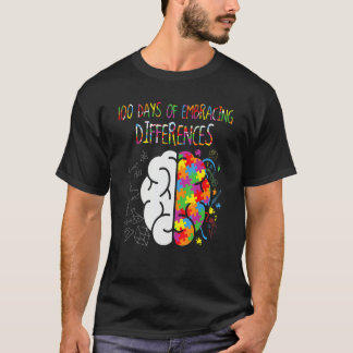 100th Day Of School 100 Days Of Brain Autism Aware T-shirt