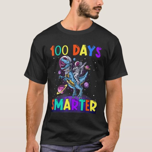 100th Day Of School 100 Days Smarter Books Space A T-shirt (Voorkant)