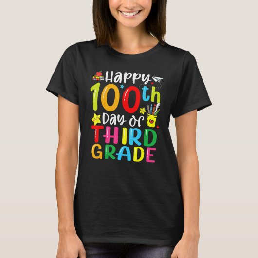 100th Day Of School 3rd Third Grade Teacher Studen T-shirt (Voorkant)