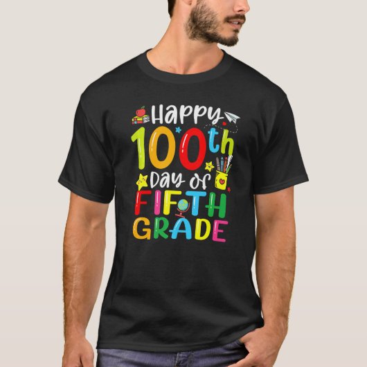 100th Day Of School 5th Fifth Grade Teacher Studen T-shirt (Voorkant)