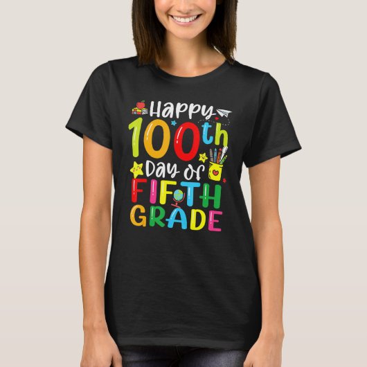 100th Day Of School 5th Fifth Grade Teacher Studen T-shirt (Voorkant)