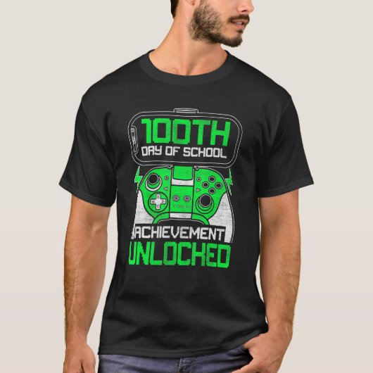 100th Day Of School Achievement Unlocked Kids Boy T-shirt (Voorkant)