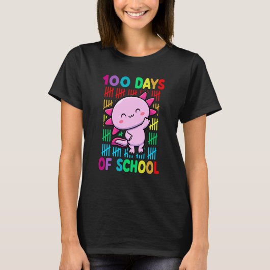100th Day Of School Animal Axolotl Happy 100th Day T-shirt (Voorkant)