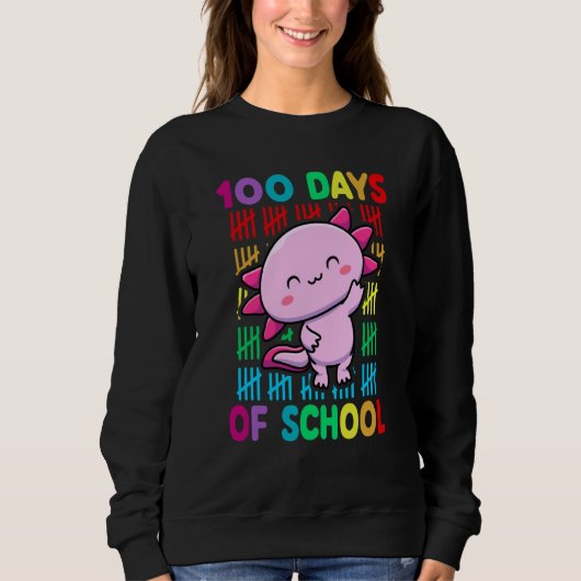 100th Day Of School Animal Axolotl Happy 100th Day Trui (Voorkant)