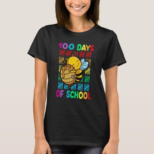100th Day Of School Animal Bees Happy 100th Day Ki T-shirt (Voorkant)