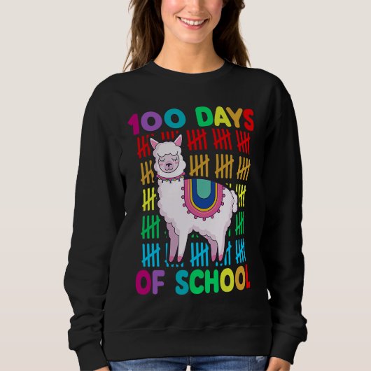 100th Day Of School Animal llama Lover Happy 100th Trui (Voorkant)