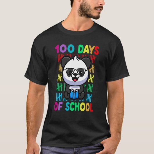 100th Day Of School Animal Panda Happy 100th Day K T-shirt (Voorkant)