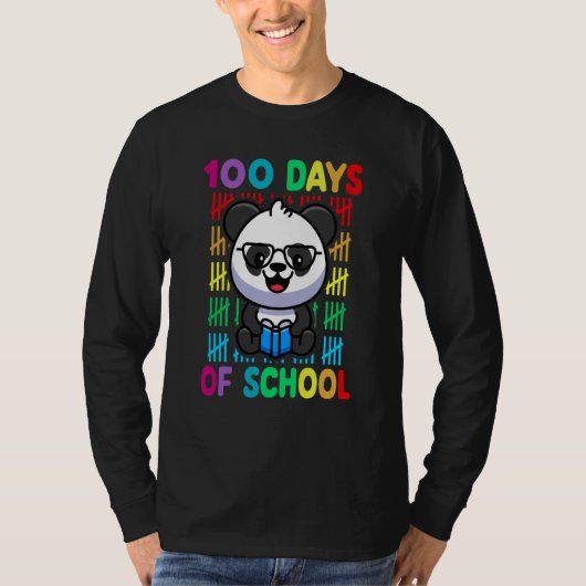 100th Day Of School Animal Panda Happy 100th Day K T-shirt (Voorkant)