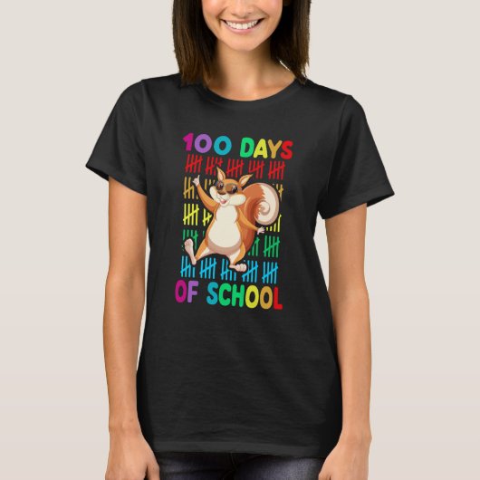 100th Day Of School Animal Squirrel Happy 100th Da T-shirt (Voorkant)