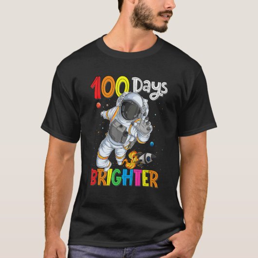 100th Day of School Astronaut Outer Space 100 Days T-shirt (Voorkant)