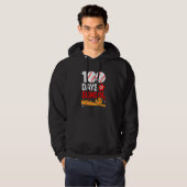 100th Day Of School Baseball 100 Days Smarter Teac Hoodie (Voorkant volledig)