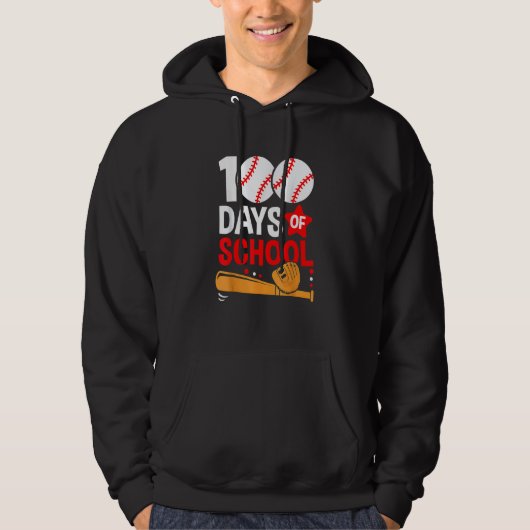 100th Day Of School Baseball 100 Days Smarter Teac Hoodie (Voorkant)