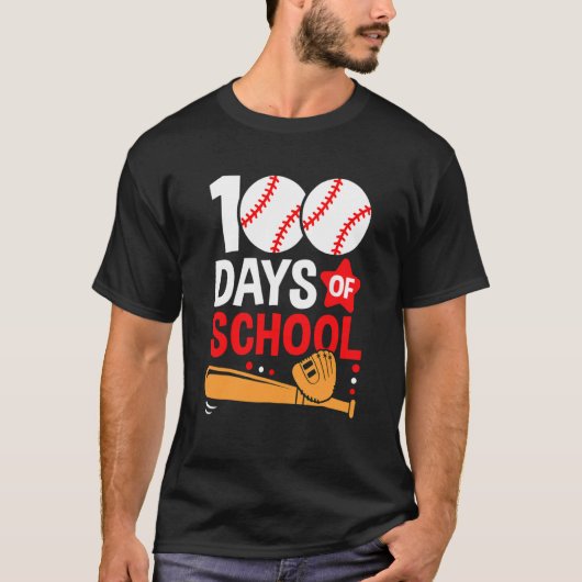 100th Day Of School Baseball 100 Days Smarter Teac T-shirt (Voorkant)
