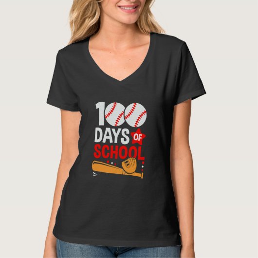 100th Day Of School Baseball 100 Days Smarter Teac T-shirt (Voorkant)