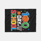 100th Day Of School Basketball - Kids 100 Days Of  Fleece Deken (Voorkant (Horizontaal))