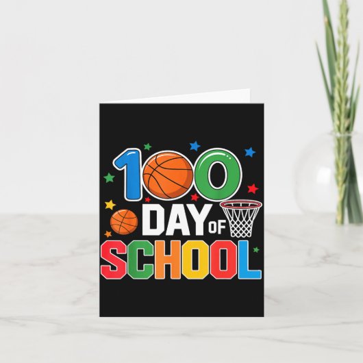 100th Day Of School Basketball - Kids 100 Days Of  Kaart (Voorkant)