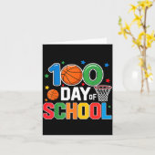 100th Day Of School Basketball - Kids 100 Days Of  Kaart (Gele Bloem)