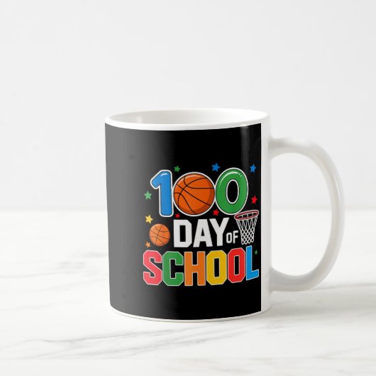 100th Day Of School Basketball - Kids 100 Days Of  Koffiemok (Rechts)