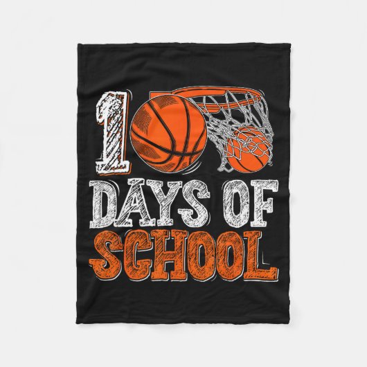 100th Day Of School Basketball Kids 100 Days Of Sc Fleece Deken (Voorkant)
