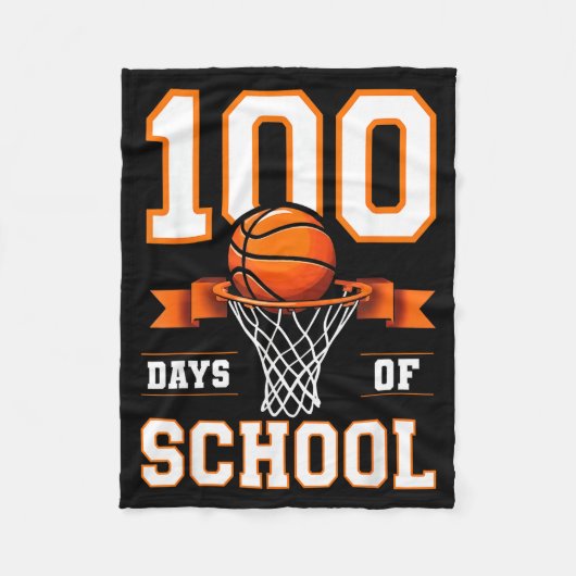 100th Day Of School Basketball Kids 100 Days Of Sc Fleece Deken (Voorkant)