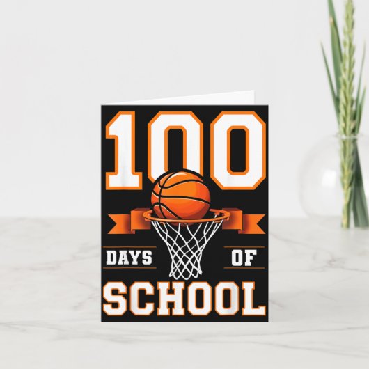 100th Day Of School Basketball Kids 100 Days Of Sc Kaart (Voorkant)