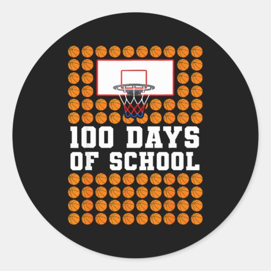 100th Day Of School Basketball Kids 100 Days Of Sc Ronde Sticker (Voorkant)