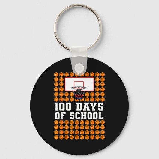 100th Day Of School Basketball Kids 100 Days Of Sc Sleutelhanger (Voorkant)