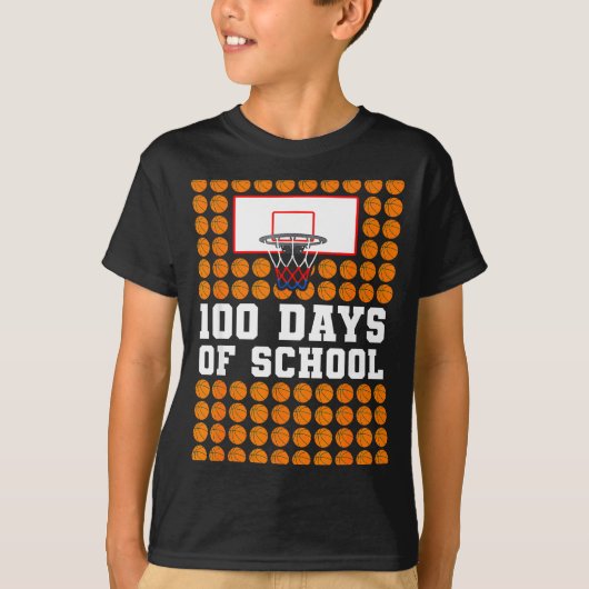 100th Day Of School Basketball Kids 100 Days Of Sc T-shirt (Voorkant)