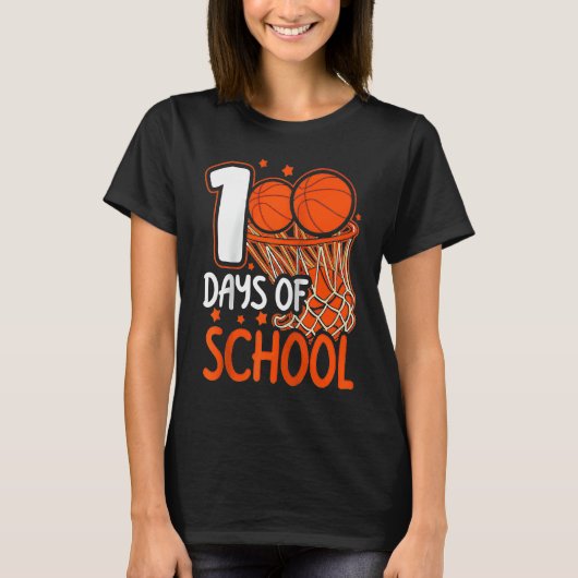 100th Day of School Basketball Kids 100 Days Of Sc T-shirt (Voorkant)
