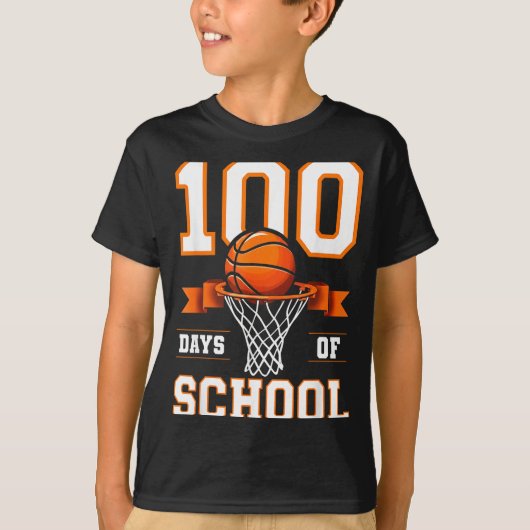 100th Day Of School Basketball Kids 100 Days Of Sc T-shirt (Voorkant)