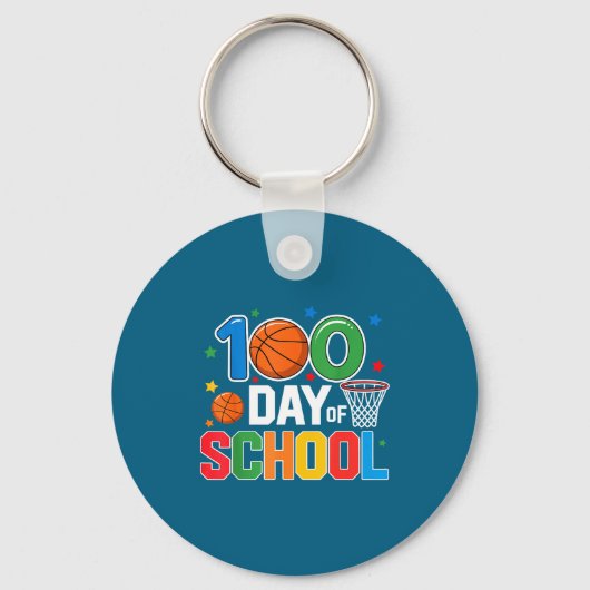 100th Day Of School Basketball - Kids 100 Days Of  Sleutelhanger (Voorkant)