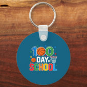 100th Day Of School Basketball - Kids 100 Days Of  Sleutelhanger (Voorkant)