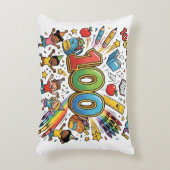 100th Day of School Colorful Celebration Design –  Accent Kussen (Voorkant(Verticaal))