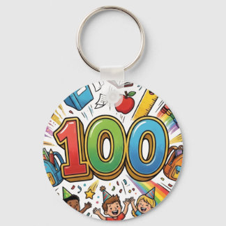 100th Day of School Colorful Celebration Design –  Sleutelhanger