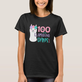 100th Day Of School Colourful Llama Happy 100 Llam T-shirt