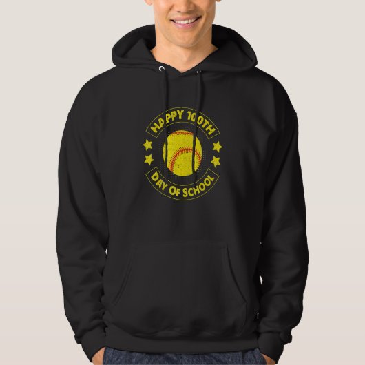100th Day Of School Cool Baseball Softball Player Hoodie (Voorkant)