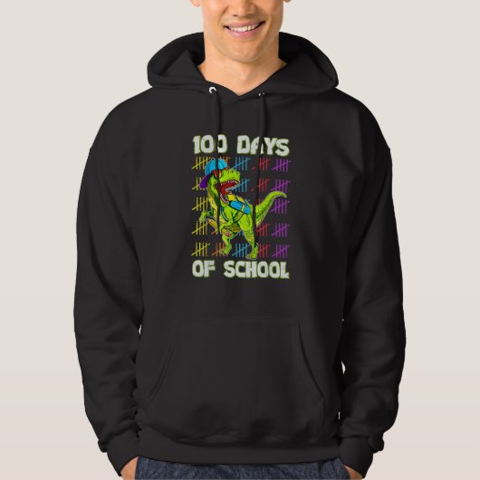 100th Day Of School Dino Kids Happy 100 Days Dinos Hoodie (Voorkant)