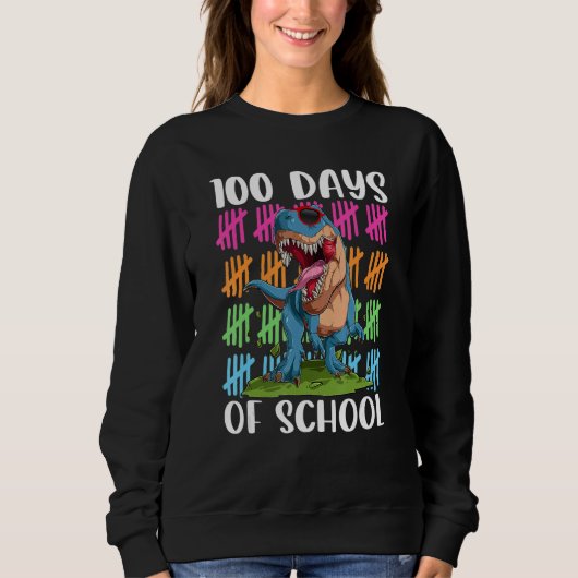 100th Day of School Dino Kids Happy 100 Days Dinos Trui (Voorkant)
