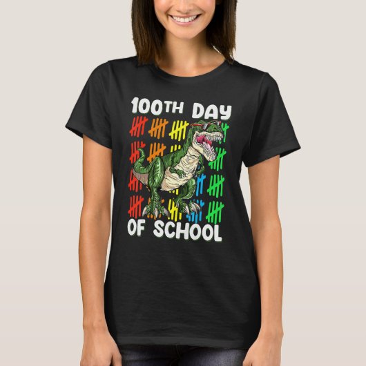 100th Day Of School Dinosaur Rex   Boys Toddler T-shirt (Voorkant)