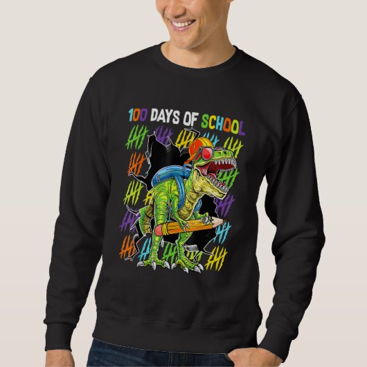 100th Day Of School Dinosaur Rex Dino   Boys Kids Trui (Voorkant)