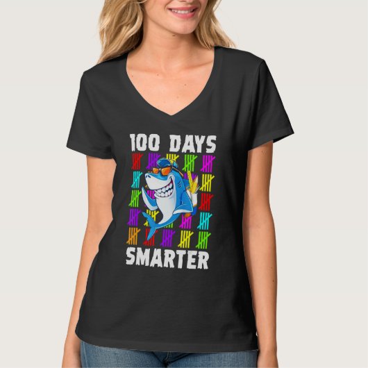 100th Day Of School  For Toddlers Kid  Shark T-shirt (Voorkant)