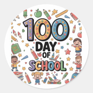 100th Day of School Fun T-Shirt | Colorful Kids &  Ronde Sticker