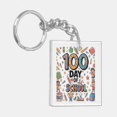100th Day of School Fun T-Shirt | Colorful Kids &  Sleutelhanger (Voorkant Links)