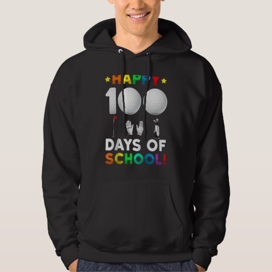100th Day Of School Golf 100 Days Of School Boys Hoodie (Voorkant)