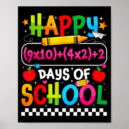 100th Day Of School Happy 100 Days Math Equation T Poster (Voorkant)