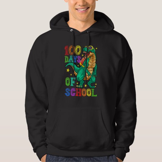 100th Day Of School Happy 100 Days Of School Dinos Hoodie (Voorkant)