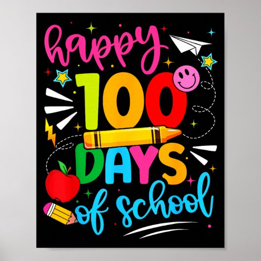 100th Day Of School Happy 100 Days Teachers Boy Gi Poster (Voorkant)