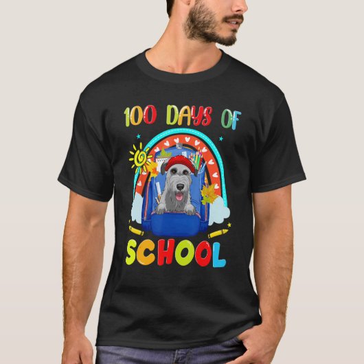 100th Day of School Irish Wolfhound Dog Teacher T-shirt (Voorkant)