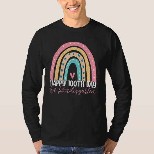 100th Day Of School Kindergarten Teacher Rainbow T T-shirt (Voorkant)